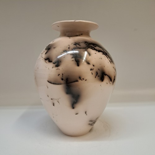 BS-054 Vessel, White/Cream Horsehair 7x5 $120 at Hunter Wolff Gallery